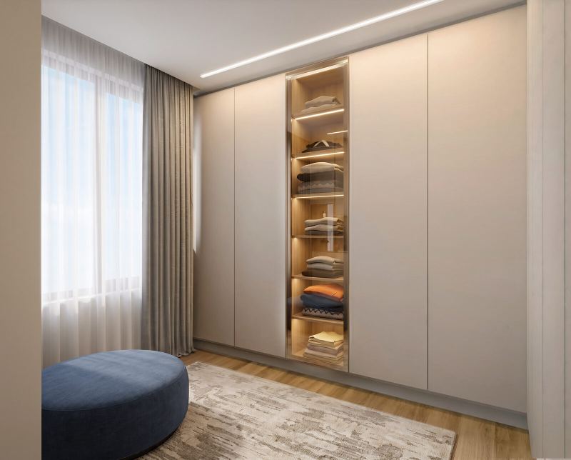 Motiró: closet com nicho expositor iluminado